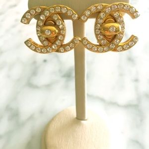 Authentic Chanel Double CC Clip On Earrings